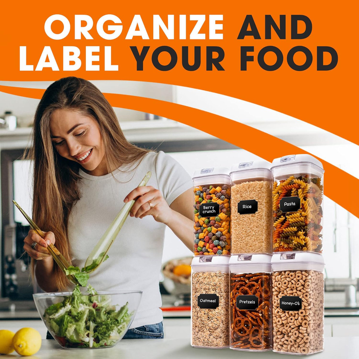 Cheer Collection 43.2oz. Food Storage Container (Set of 6)